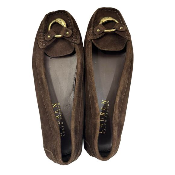 Lauren by Ralph Lauren Vintage 6 Brown Leather Suede Loafers Women Academic 90s - Picture 7 of 10